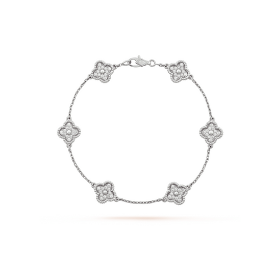 [AURORA]CLOVER 6 MOTIF SILVER DIAMOND BRACELET