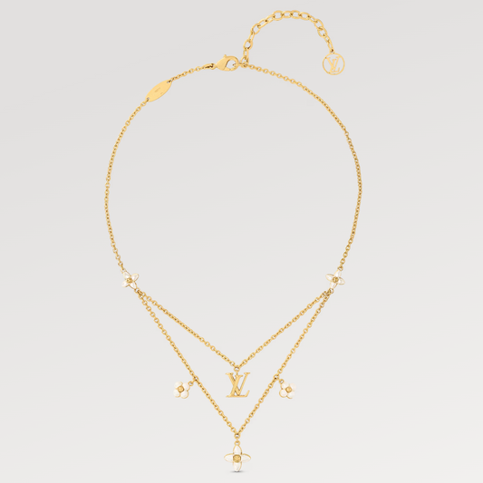 [AURORA]FLOWERGRAM GOLD MOP DOUBLE ROW NECKLACE