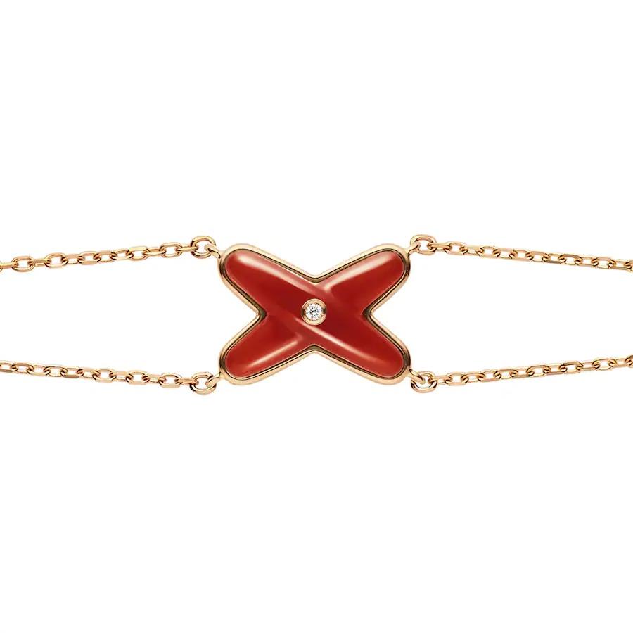 [AURORA]JEUX BRACELET CARNELIAN PINK GOLD 1 DIAMOND