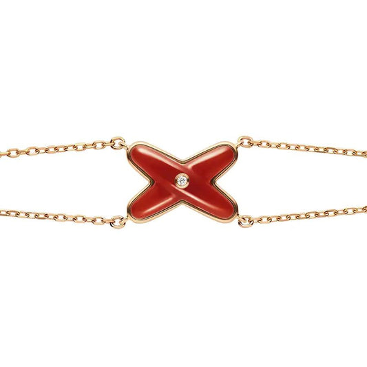 [AURORA]JEUX BRACELET CARNELIAN PINK GOLD 1 DIAMOND