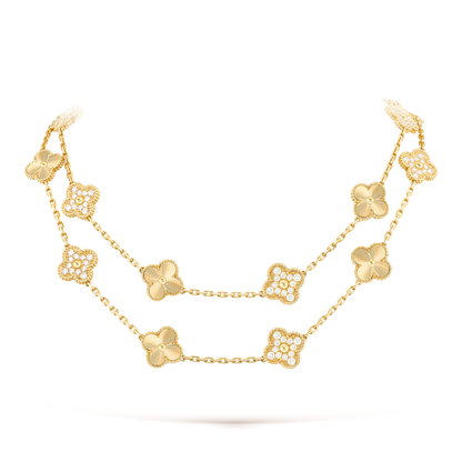 [AURORA]CLOVER 20 MOTIFS LASER DIAMOND NECKLACE