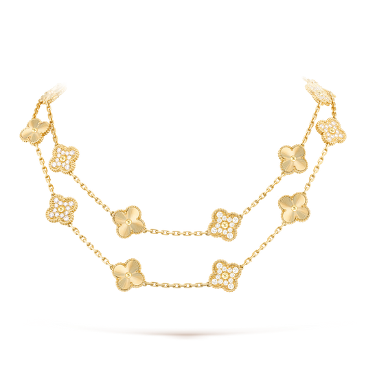 [AURORA]CLOVER 20 MOTIFS LASER DIAMOND NECKLACE