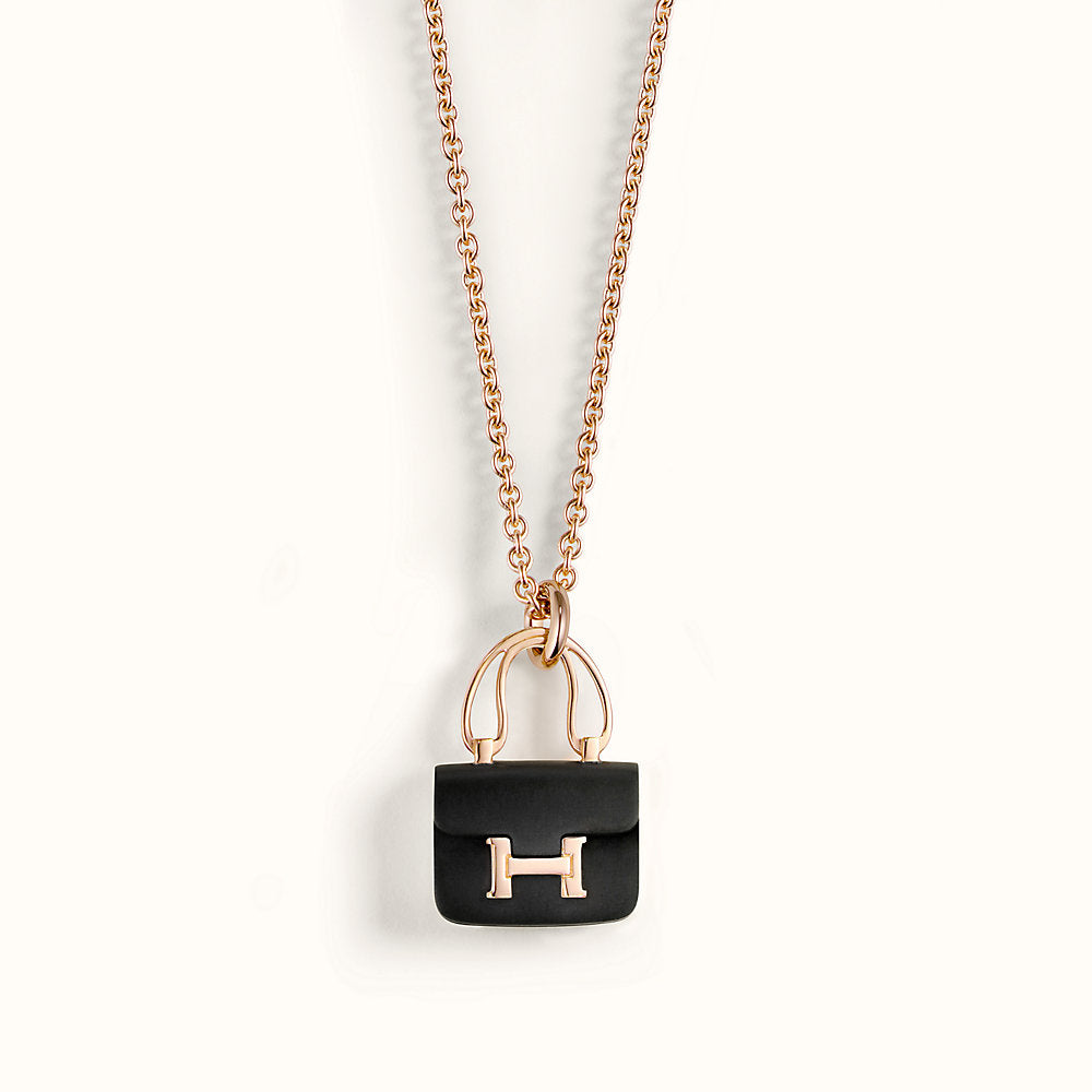[AURORA]CONSTANCE BLACK PEDANT PINK GOLD NECKLACE