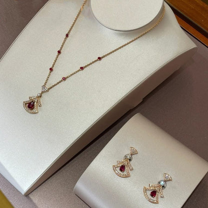 [AURORA]DREAM NECKLACE CARNELIAN DIAMOND PINK GOLD