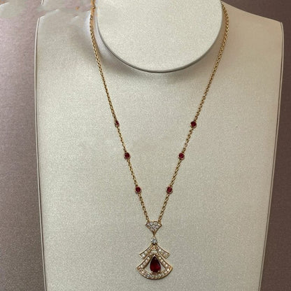 [AURORA]DREAM NECKLACE CARNELIAN DIAMOND PINK GOLD