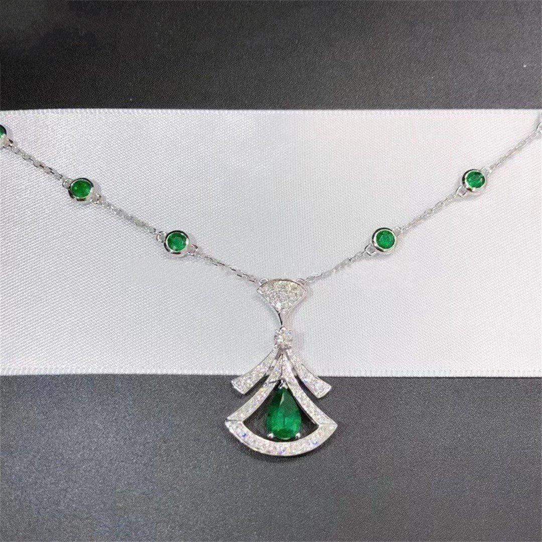 [AURORA]DREAM NECKLACE MALACHITE DIAMOND SILVER