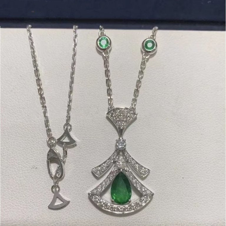 [AURORA]DREAM NECKLACE MALACHITE DIAMOND SILVER