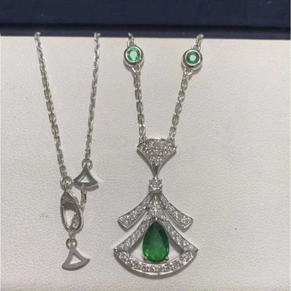 [AURORA]DREAM NECKLACE MALACHITE DIAMOND SILVER