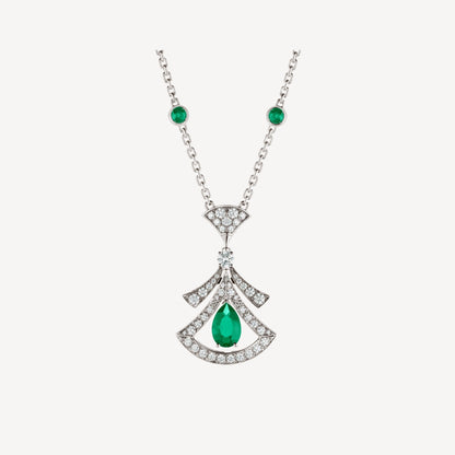 [AURORA]DREAM NECKLACE MALACHITE DIAMOND SILVER