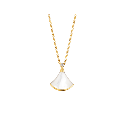 [AURORA]DREAM NECKLACE WHITE MOP GOLD 1 DIAMOND