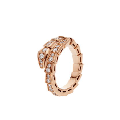 [AURORA]SERPENTI RING PINK GOLD DIAMOND PAVED 4MM