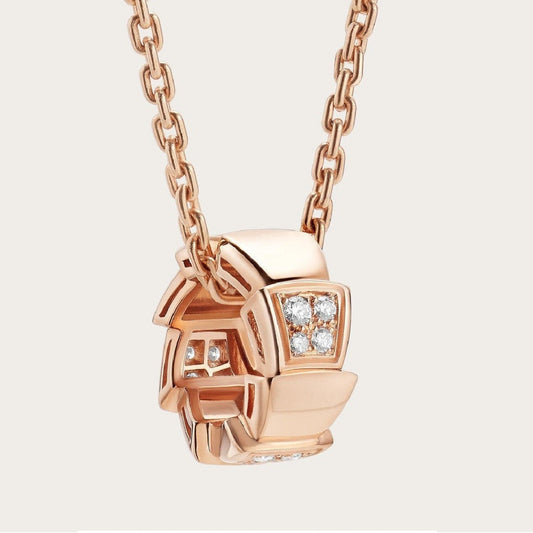 [AURORA]SERPENTI PEDANT DIAMOND PINK GOLD NECKLACE