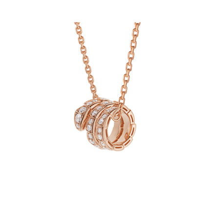 [AURORA]SERPENTI PINK GOLD NECKLACE DOUBLE RING DIAMOND
