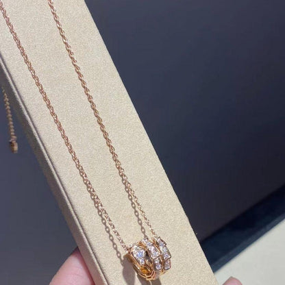 [AURORA]SERPENTI PINK GOLD NECKLACE DOUBLE RING DIAMOND