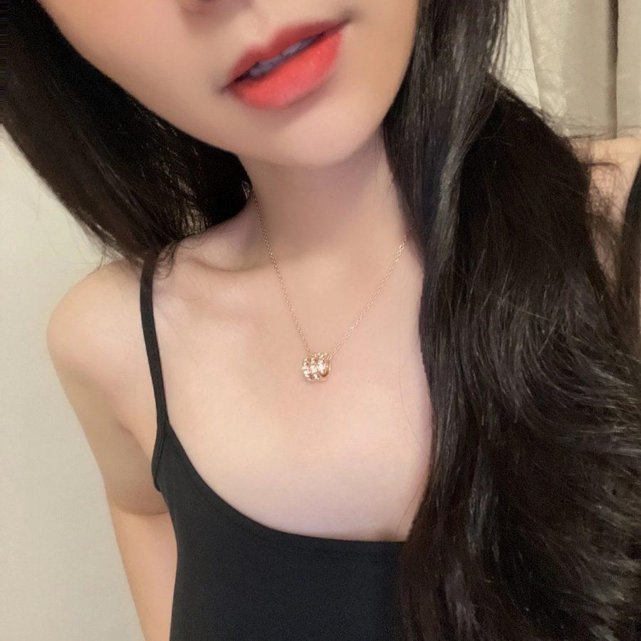 [AURORA]SERPENTI PINK GOLD NECKLACE DOUBLE RING DIAMOND