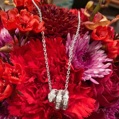 [AURORA]SERPENTI  NECKLACE DOUBLE RING DIAMOND