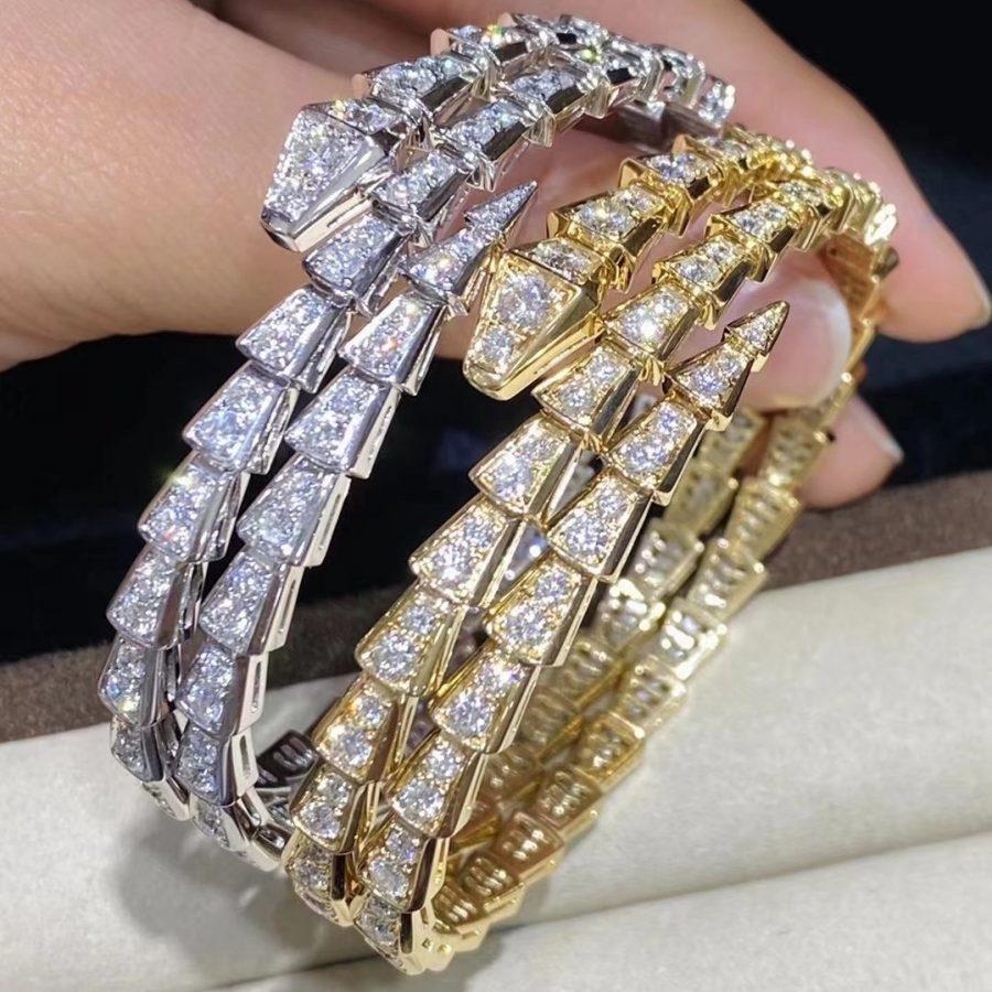 [AURORA]SERPENTI BRACELET GOLD DIAMOND DOUBLE ROW