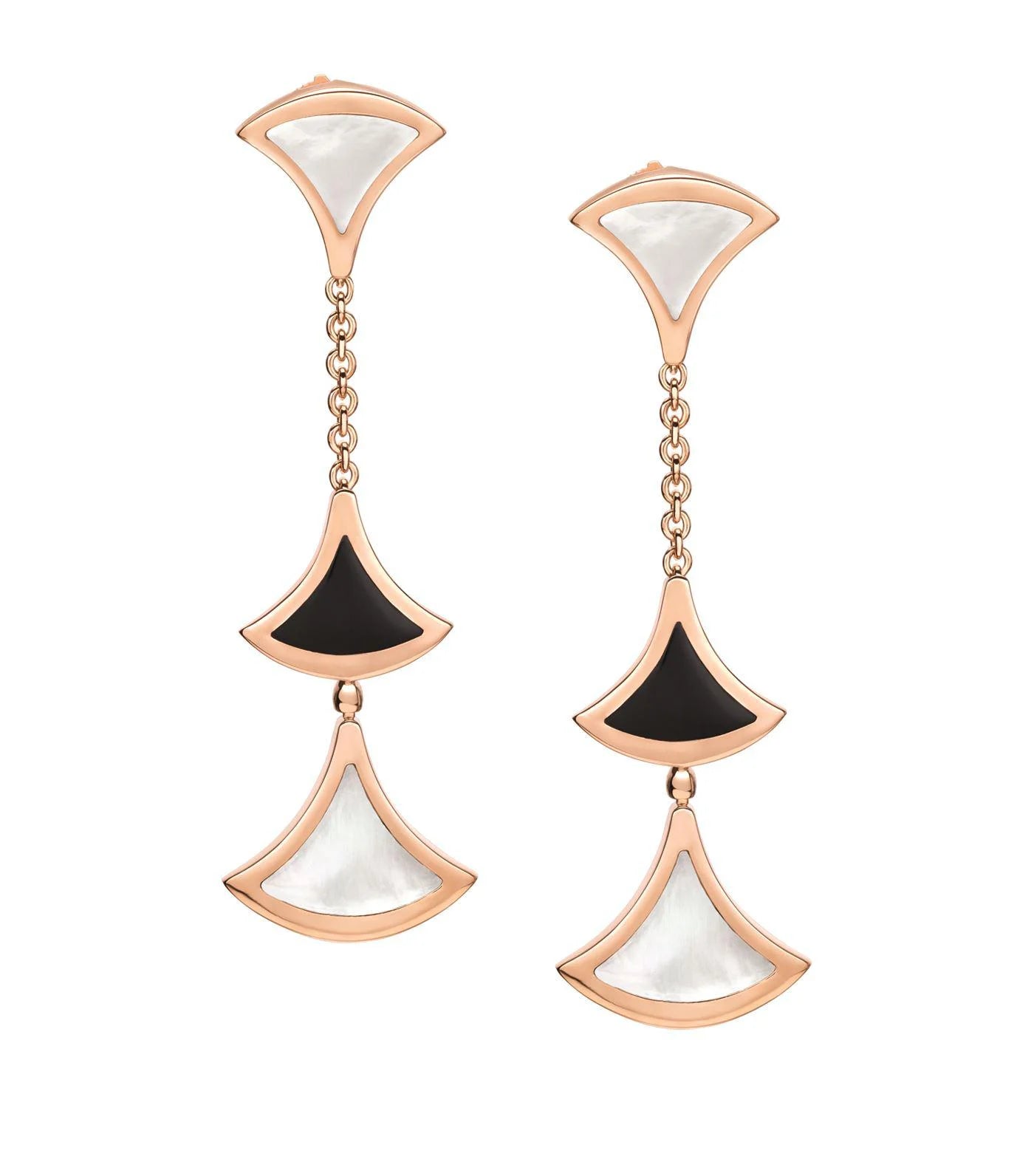 [AURORA]DREAM EARRINGS 3 MOTIFS ONYX MOP PINK GOLD