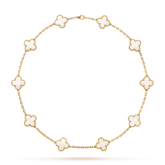 [AURORA]CLOVER 10 MOTIFS WHITE MOTHER OF PEARL NECKLACE
