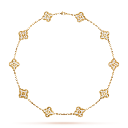 [AURORA]CLOVER 10 MOTIFS DIAMOND NECKLACE