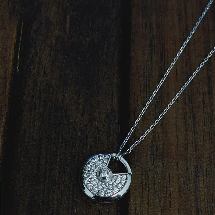 [AURORA]AMULETTE SILVER FULL DIAMOND NECKLACE