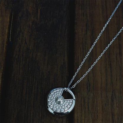 [AURORA]AMULETTE SILVER FULL DIAMOND NECKLACE