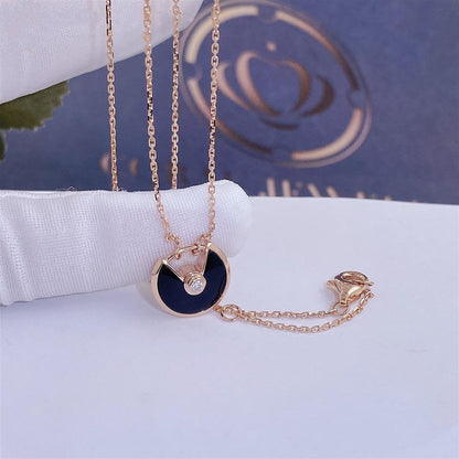 [AURORA]AMULETTE ROSE GOLD ONYX NECKLACE