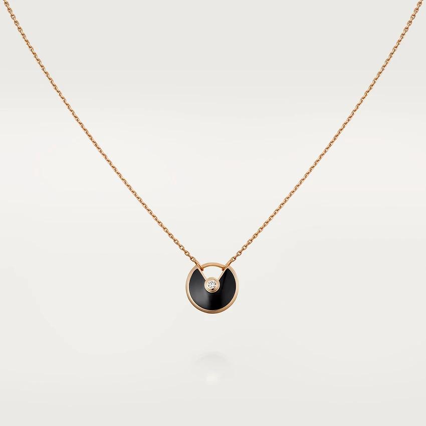 [AURORA]AMULETTE ROSE GOLD ONYX NECKLACE