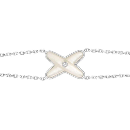 [AURORA]JEUX BRACELET WHITE MOP SILVER 1 DIAMOND