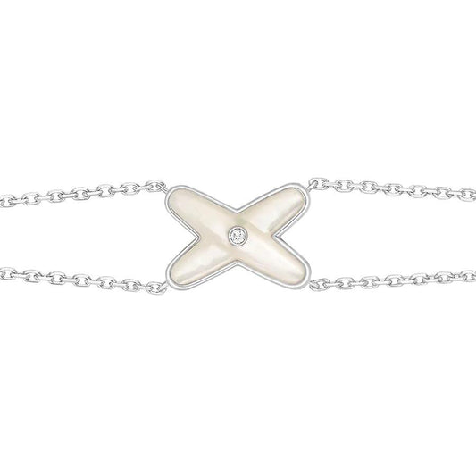 [AURORA]JEUX BRACELET WHITE MOP SILVER 1 DIAMOND