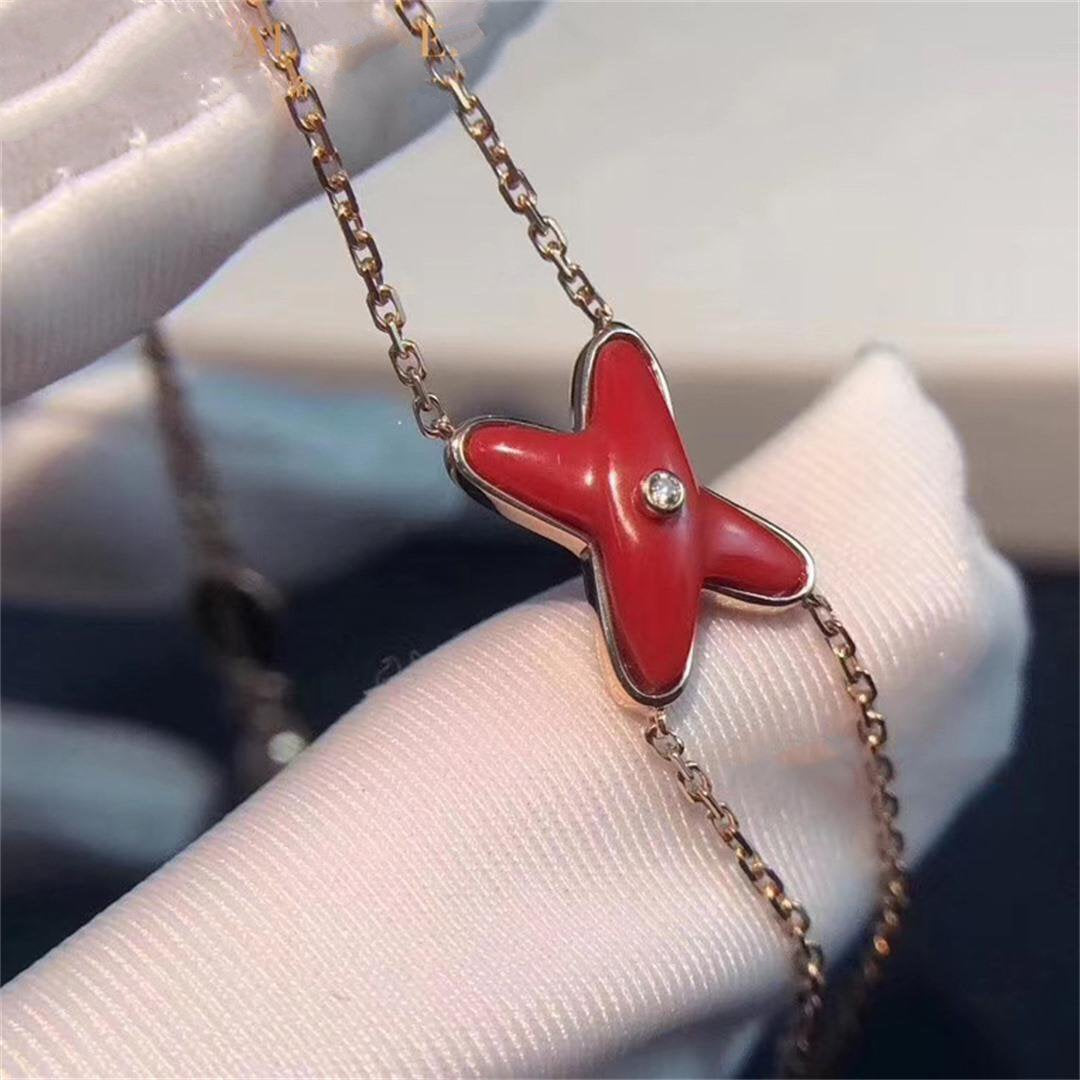 [AURORA]JEUX BRACELET CARNELIAN PINK GOLD 1 DIAMOND