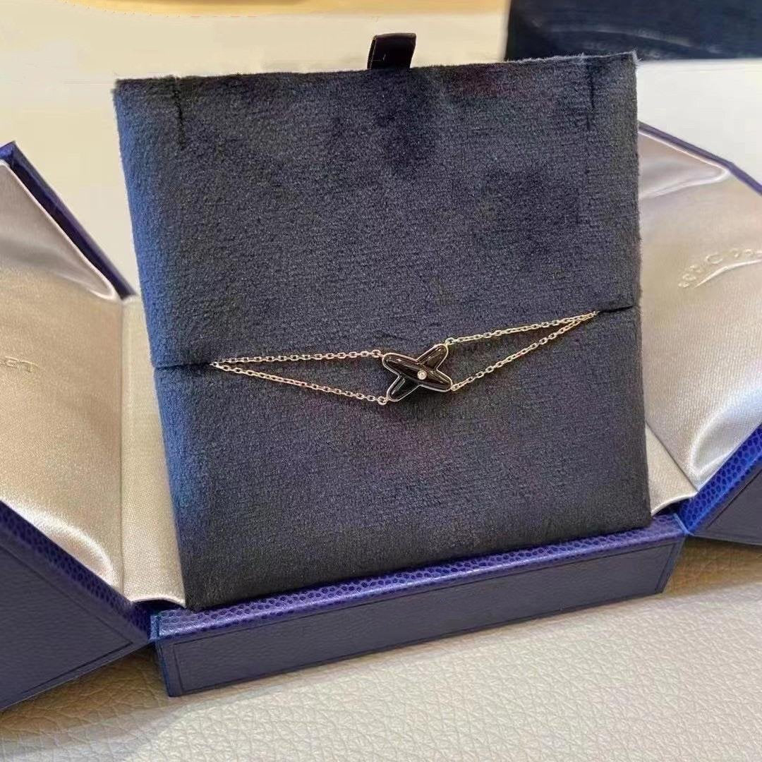 [AURORA]JEUX BRACELET ONYX PINK GOLD 1 DIAMOND