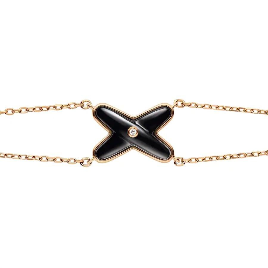 [AURORA]JEUX BRACELET ONYX PINK GOLD 1 DIAMOND