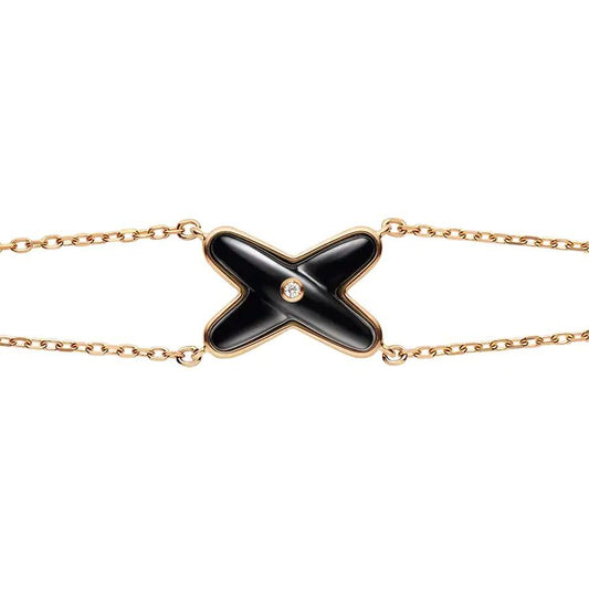 [AURORA]JEUX BRACELET ONYX PINK GOLD 1 DIAMOND