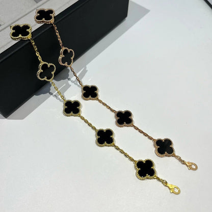 [AURORA]CLOVER  5 MOTIFS BLACK ONYX BRACELET