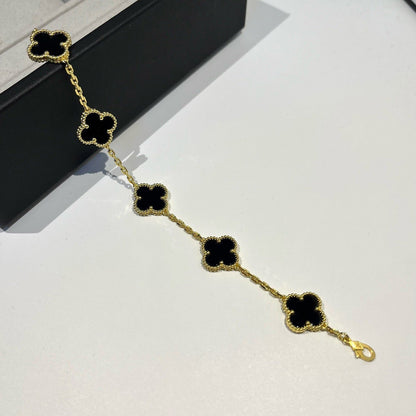 [AURORA]CLOVER  5 MOTIFS BLACK ONYX BRACELET