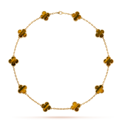 [AURORA]CLOVER 10 MOTIFS TIGER EYE NECKLACE