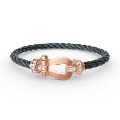 [AURORA]FORCE LARGE HORSESHOE HALF DIAMOND BRACELET ROSE GOLD