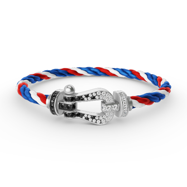 [AURORA]FORCE LARGE HORSESHOE BLACK WHITE DIAMOND BRACELET SILVER