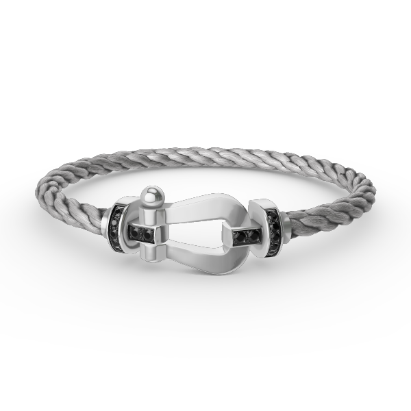 [AURORA]FORCE LARGE HORSESHOE BLACK DIAMOND BRACELET SILVER