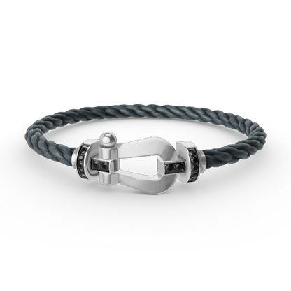 [AURORA]FORCE LARGE HORSESHOE BLACK DIAMOND BRACELET SILVER
