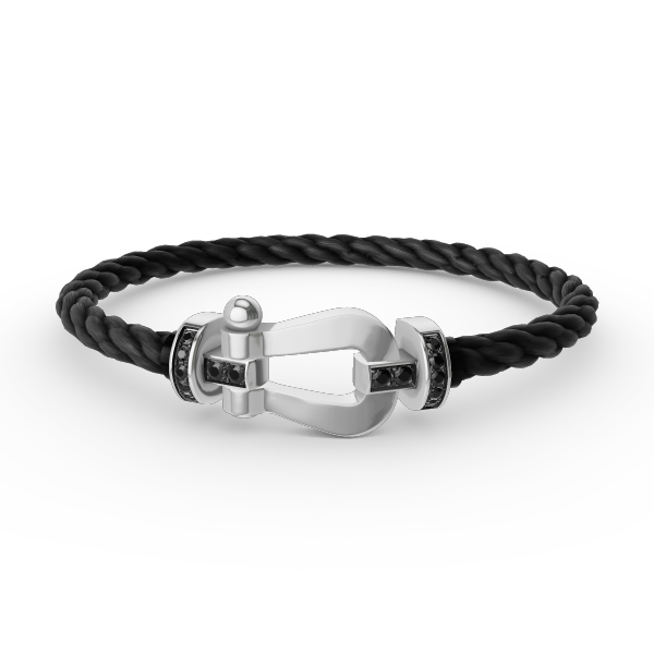 [AURORA]FORCE LARGE HORSESHOE BLACK DIAMOND BRACELET SILVER