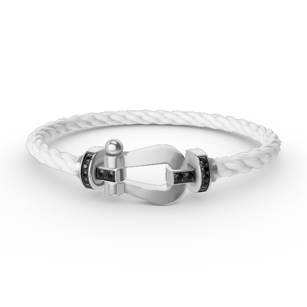 [AURORA]FORCE LARGE HORSESHOE BLACK DIAMOND BRACELET SILVER