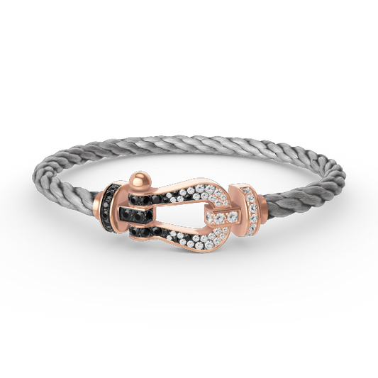 [AURORA]FORCE LARGE HORSESHOE BLACK WHITE DIAMOND BRACELET ROSE GOLD