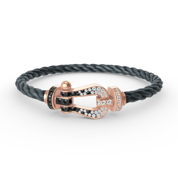 [AURORA]FORCE LARGE HORSESHOE BLACK WHITE DIAMOND BRACELET ROSE GOLD