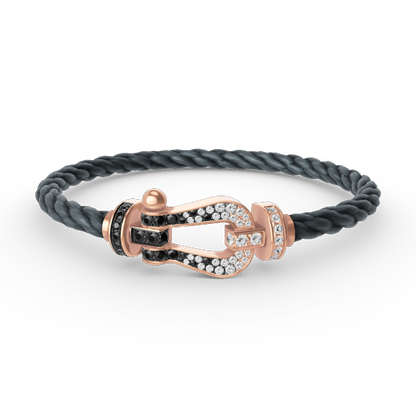 [AURORA]FORCE LARGE HORSESHOE BLACK WHITE DIAMOND BRACELET ROSE GOLD