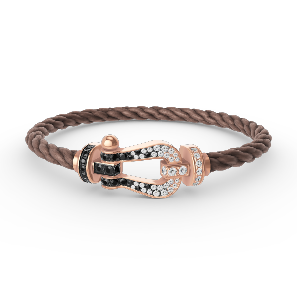[AURORA]FORCE LARGE HORSESHOE BLACK WHITE DIAMOND BRACELET ROSE GOLD