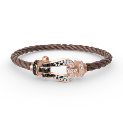 [AURORA]FORCE LARGE HORSESHOE BLACK WHITE DIAMOND BRACELET ROSE GOLD