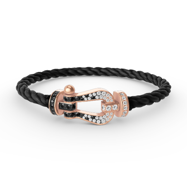 [AURORA]FORCE LARGE HORSESHOE BLACK WHITE DIAMOND BRACELET ROSE GOLD