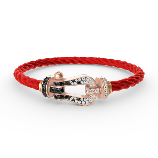 [AURORA]FORCE LARGE HORSESHOE BLACK WHITE DIAMOND BRACELET ROSE GOLD